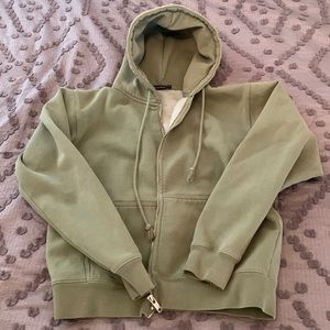 Brandy Melville army Green Zip Up Hoodie